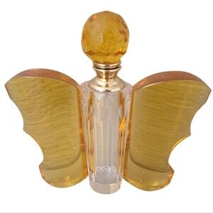 sorelle handcrafted crystal perfume bottle amber butterfly decorative poland